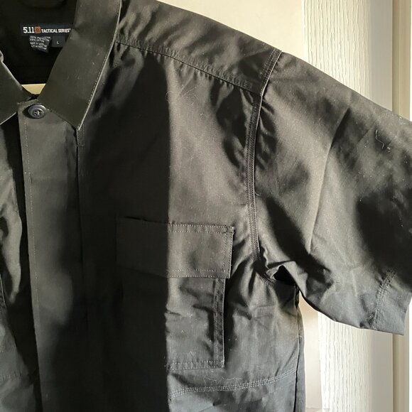 511 TACTICAL Short Sleeve Cotton Shirt Black Heavyweight Size Large NEW - Picture 4 of 12